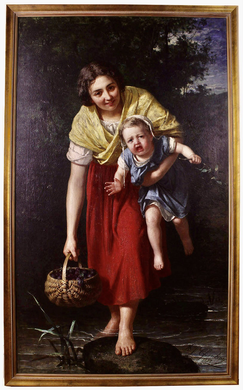 A Fine and Large French 19th Century Oil on Canvas 