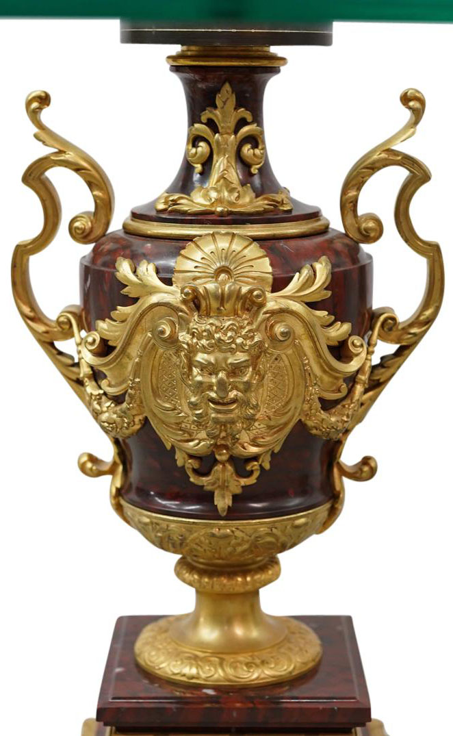 A Fine Pair of French Louis XV Style Ormolu Mounted Rouge Griotte